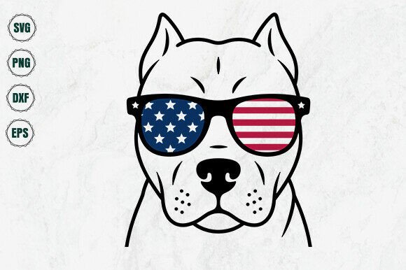 American Flag Sunglasses Dog Svg