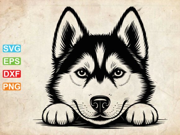 Cartoon Husky Svg for Embroidery