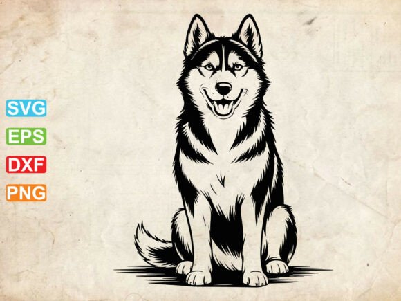 Cartoon Husky Svg for Embroidery