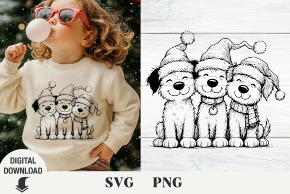 Christmas Dog Svg for Holiday Embroidery