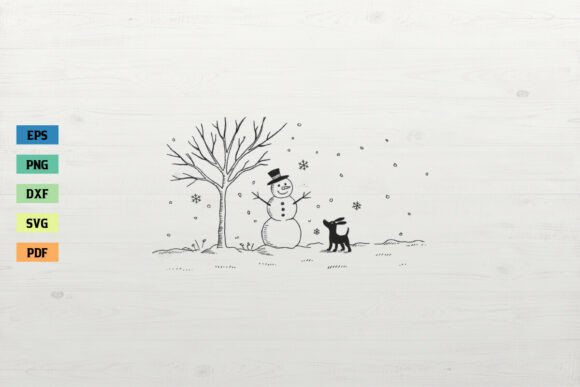 Christmas Snowman with Dog SVG Cut File