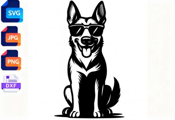 Cool German Shepherd Dog SVG DXF PNG JPG