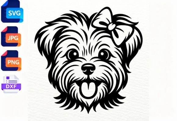 Cute Dog SVG Bow Head Dog Lover Craft