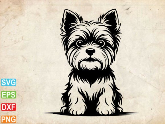 Cute Yorkie SVG for Embroidery