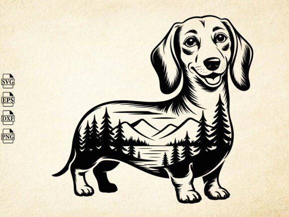 Dachshund Nature Scene SVG