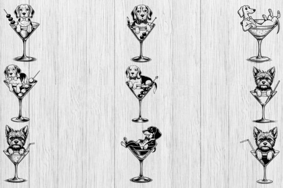Dog in Martini Glass Svg