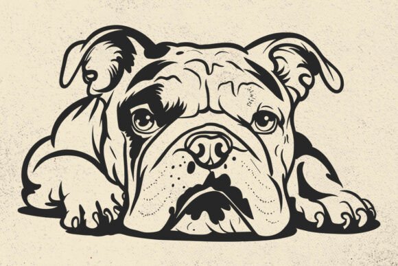 English Bulldog Svg, Lying Dog Svg File