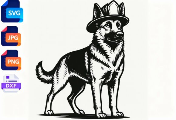 German Shepherd Firefighter Dog SVG
