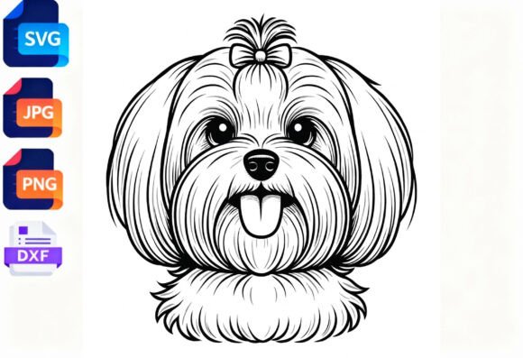 Maltese Dog SVG Cute Puppy Outline Art