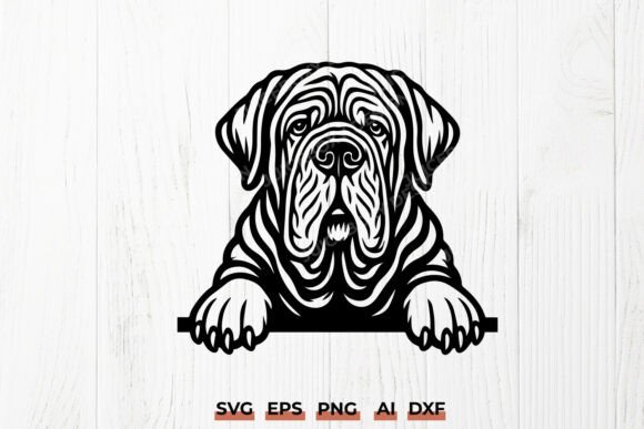 Neapolitan Mastiff Peeking Dog SVG DXF