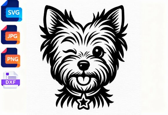 Winking Yorkshire Terrier Dog SVG