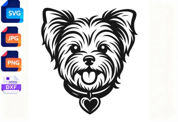 Yorkie Dog SVG Heart Collar Cute Pet
